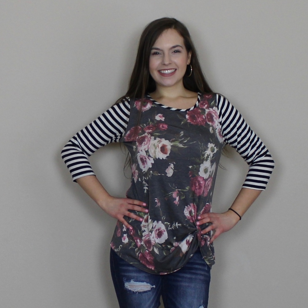 Flirty Floral Side Knot Top